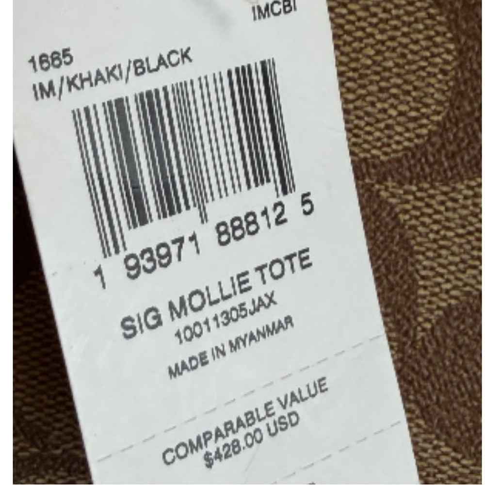 Coach MOLLIE TOTE BAG IN SIGNATURE CANVAS Khaki / Black like new. - Picture 16 of 16